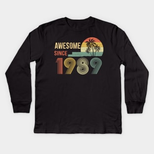 33 Years Old Awesome Since 1989 Gifts 33th Birthday Gift Kids Long Sleeve T-Shirt